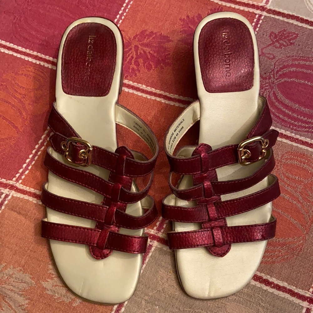 Liz Claiborne red sandals, size 8-1/2M